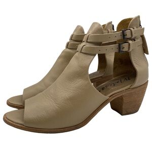 Matisse Womens Shoes Columbia Booties Brown Leather Heeled Open Toe Casual Sz 9